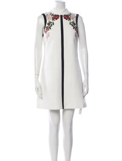 Pre-owned Ted Baker Floral Print Mini Dress In White