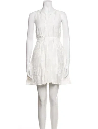 Pre-owned Ted Baker Floral Print Mini Dress In White