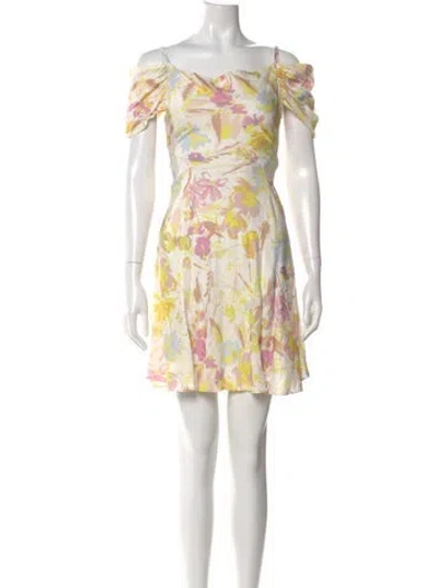 Pre-owned Ted Baker Floral Print Mini Dress In Yellow