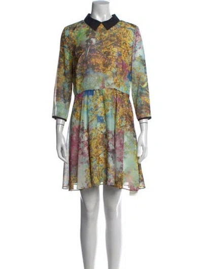 Pre-owned Ted Baker Floral Print Mini Dress In Yellow