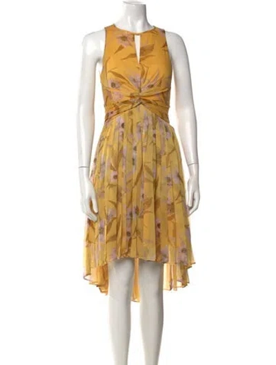 Pre-owned Ted Baker Floral Print Mini Dress In Yellow