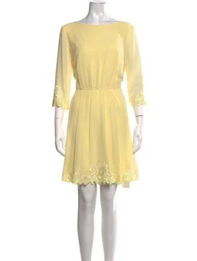 Pre-owned Ted Baker Floral Print Mini Dress In Yellow