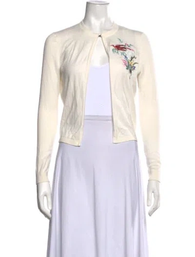 Pre-owned Ted Baker Floral Print Open Front Sweater In Neutrals