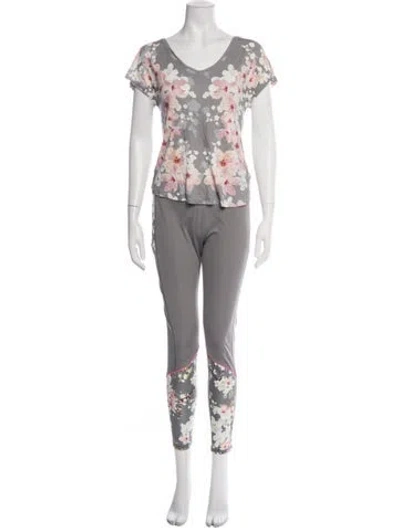 Pre-owned Ted Baker Floral Print Pant Set In Grey