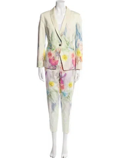 Pre-owned Ted Baker Floral Print Pant Set In White
