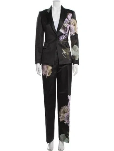 Pre-owned Ted Baker Floral Print Pantsuit In Black