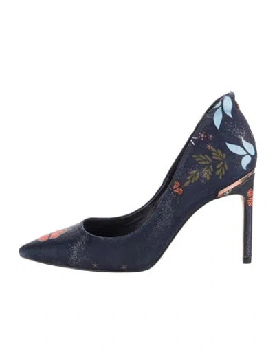 Pre-owned Ted Baker Floral Print Pumps In Blue/orange