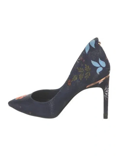 Pre-owned Ted Baker Floral Print Pumps In Blue/orange