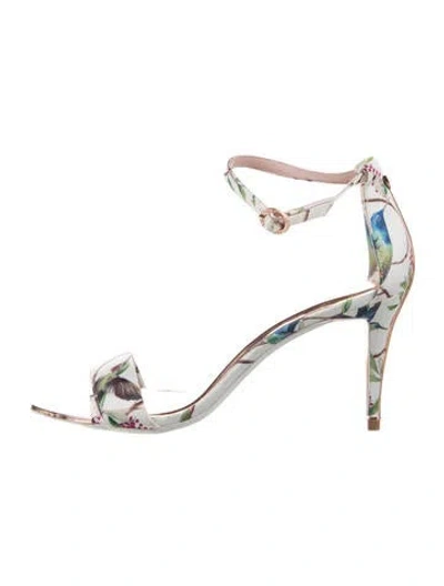 Pre-owned Ted Baker Floral Print Sandals In White