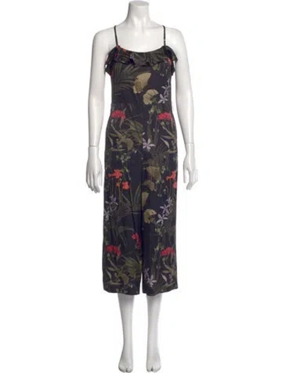 Pre-owned Ted Baker Floral Print Scoop Neck Jumpsuit In Black