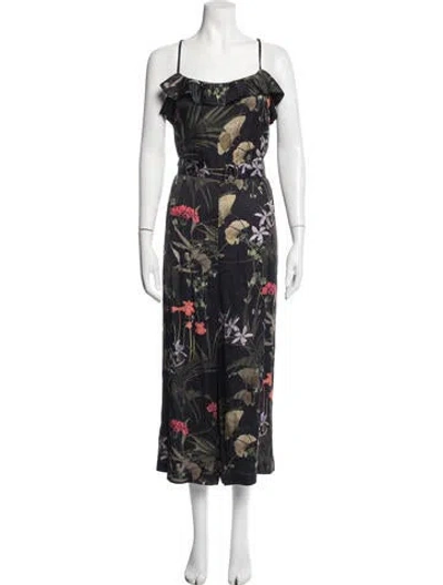 Pre-owned Ted Baker Floral Print Scoop Neck Jumpsuit In Blue
