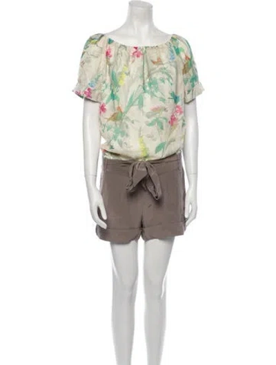 Pre-owned Ted Baker Floral Print Scoop Neck Romper In Neutral