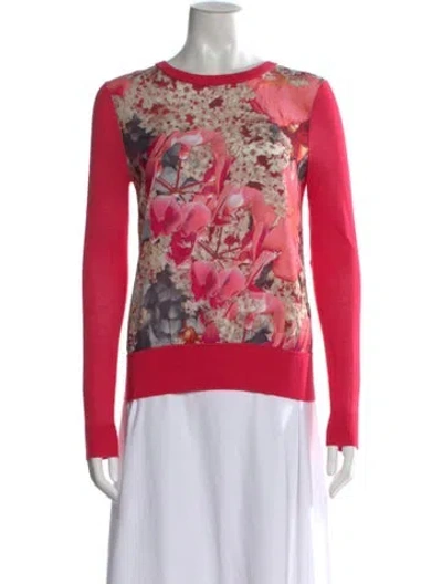 Pre-owned Ted Baker Floral Print Scoop Neck Sweater In Pink