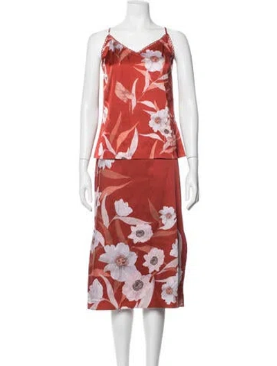 Pre-owned Ted Baker Floral Print Skirt Set In Red