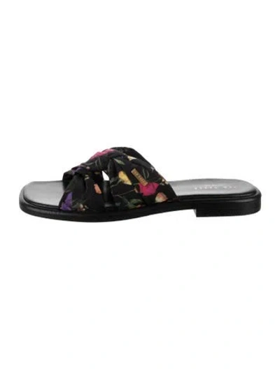 Pre-owned Ted Baker Floral Print Slides W/ Tags In Black