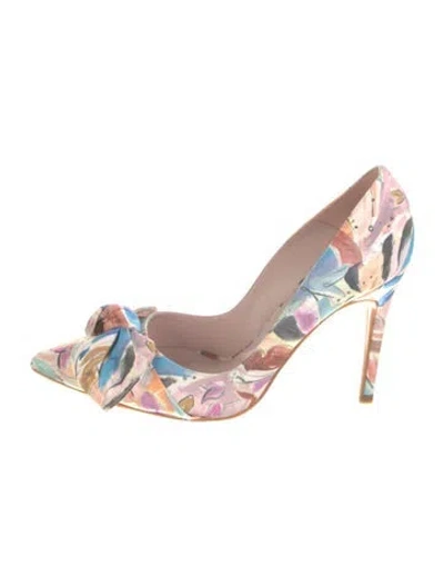 Pre-owned Ted Baker Floral Print Slingback Pumps In Multi