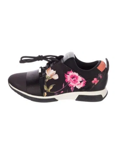 Pre-owned Ted Baker Floral Print Sneakers In Black