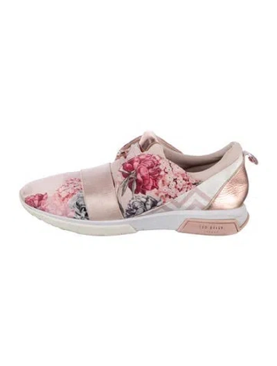 Pre-owned Ted Baker Floral Print Sneakers In Pink