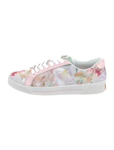 Pre-owned Ted Baker Floral Print Sneakers In Pink