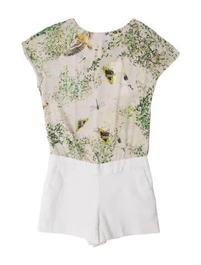 Pre-owned Ted Baker Floral Print Strapless Romper In Green