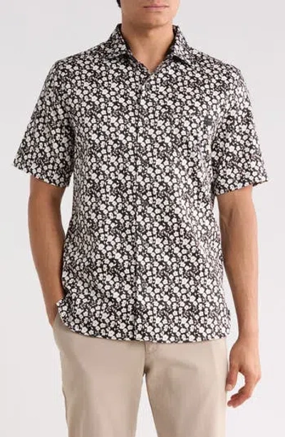 Ted Baker Floral Print Stretch Cotton Shirt In Multi