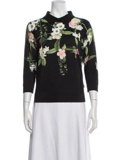 Pre-owned Ted Baker Floral Print Sweater In Green