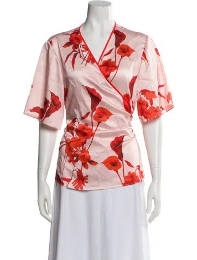 Pre-owned Ted Baker Floral Print V-neck Blouse In Pink