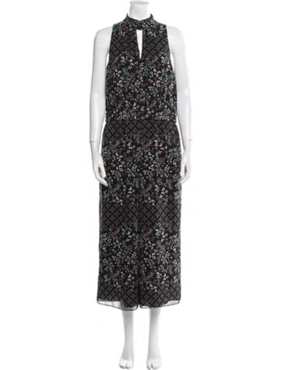 Pre-owned Ted Baker Floral Print V-neck Jumpsuit In Black