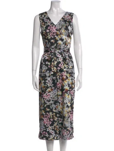 Pre-owned Ted Baker Floral Print V-neck Jumpsuit In Black