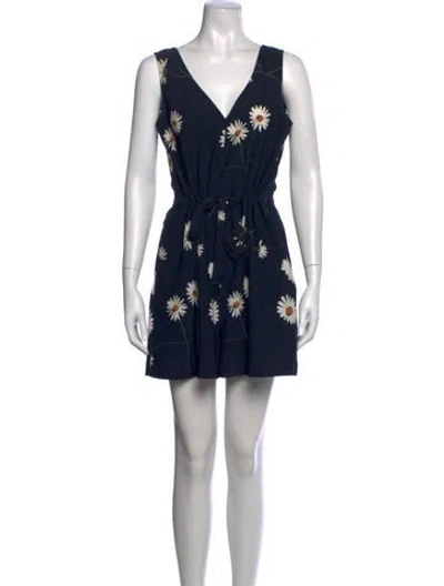 Pre-owned Ted Baker Floral Print V-neck Jumpsuit In Black
