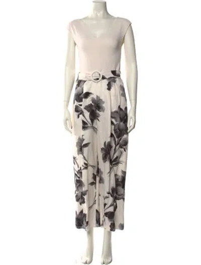 Pre-owned Ted Baker Floral Print V-neck Jumpsuit In Neutral