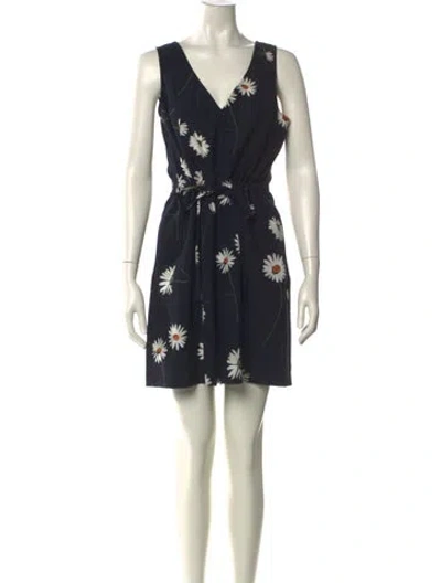 Pre-owned Ted Baker Floral Print V-neck Romper In Blue