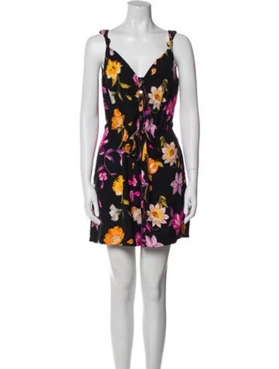 Pre-owned Ted Baker Floral Print V-neck Romper In Pink
