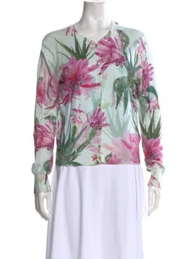 Pre-owned Ted Baker Floral Print V-neck Sweater In Multi