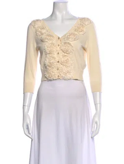 Pre-owned Ted Baker Floral Print V-neck Sweater In Neutral