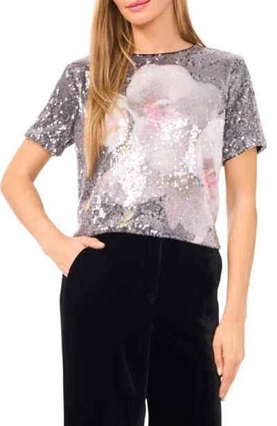 Ted Baker Floral Sequin Top In Multi