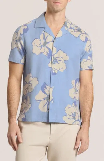 Ted Baker Floral Short Sleeve Button-up Shirt In Blue