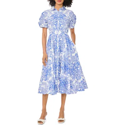 Ted Baker Floral Short Sleeve Cotton Fit & Flare Shirtdress In Multi