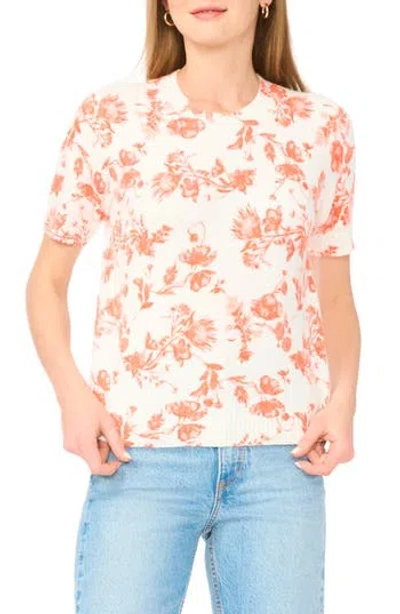 Ted Baker Floral Short Sleeve Sweater In White