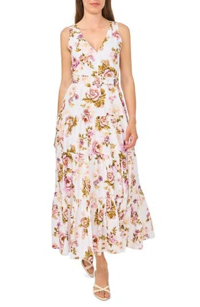 Ted Baker Floral Sleeveless Belted Cotton Maxi Dress In Pink