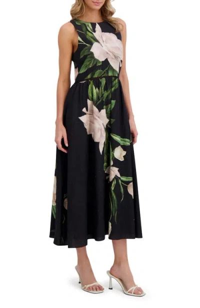 Ted Baker Floral Sleeveless Linen Fit & Flare Dress