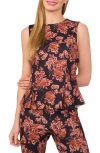Ted Baker Floral Sleeveless Peplum Top In Multi