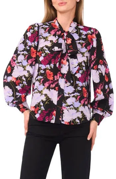 Ted Baker Floral Tie Neck Long Sleeve Button-up Top In Multi