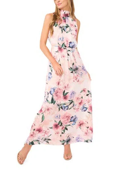 Ted Baker Floral Tie Neck Maxi Dress In Pink/ Vanilla Ice