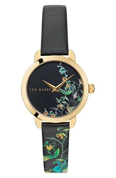 Ted Baker Floral Watch, 14mm In Black