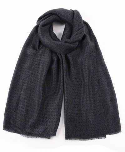 Ted Baker Floral-print Fringed Wrap Scarf In Navy