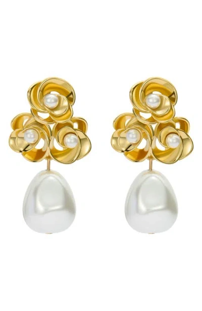 Ted Baker Florelle Faux Pearl Drop Earrings In Gold Tone/pearl