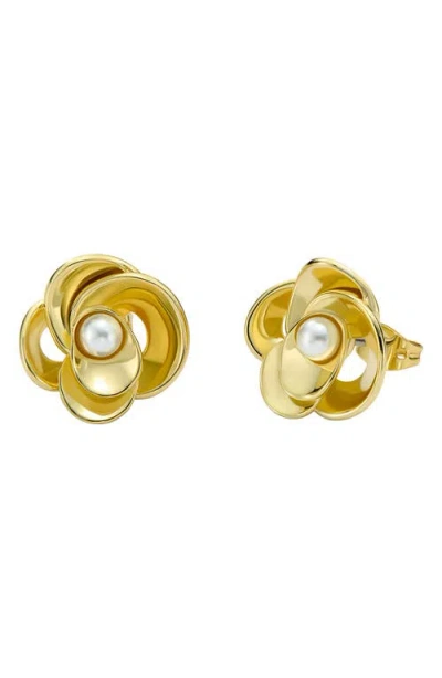 Ted Baker Flores Faux Pearl Stud Earrings In Gold Tone/pearl