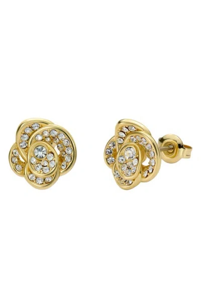 Ted Baker Florine Crystal Flower Stud Earrings In Gold Tone/clear Crystal