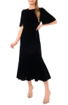 Ted Baker Flounce Sleeve Velvet Dress In Black